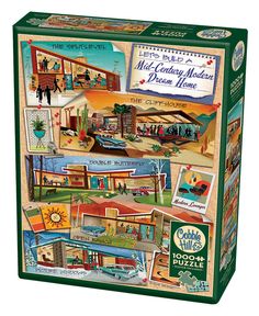 the puzzle box has many different pictures on it, including an image of a house