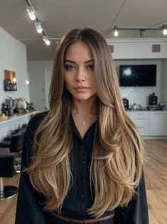 This style is all about polished sophistication. Long, sleek layers fall gracefully down, creating a seamless flow that adds depth and dimension to the hair. It’s perfect for brunettes who want a refined, yet approachable look. The layers are subtle, but they add just the right amount of volume. Long Layered Haircuts