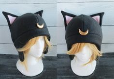 Luna Sailor Moon Fleece Hat Moon Hat, Moon Accessories, Luna Moon, Fandom Outfits, Fleece Hat, Cat Hat, Skull Cap Beanie, Skull Cap, Sewing Inspiration