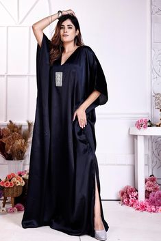 "\"Step into the spotlight with our exquisite Black Embellished Satin Kaftan for Women. Crafted from luxurious satin fabric, this kaftan exudes opulence and glamour. The intricate embellishments add a touch of sophistication, making it perfect for special occasions or evenings out. With a flattering silhouette and a comfortable fit, this kaftan is a must-have addition to your wardrobe, ensuring you stand out with style and grace.\" ONE SIZE FIT ALL KAFTAN   ( Small to 8XL)   Regular Kaftan Length 60\"  Material: satin  Quality: Excellent (Best Quality On Our Stock) Ready Stock Items We ship Same Day World Wide You will get within 4-5 working days.  Product Details: Condition : - Brand New  Brand       : - Silk Kaftan Type         : - Kaftan Shipping :- DHL Express / FedEx Priority" Black Kaftan Dress, Fancy Kaftan, Satin Kaftan, Silk Caftan, Kaftan For Women, Black Kaftan, Kaftan Dresses, Dresses Fancy, Silk Kaftan