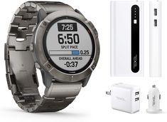 Garmin Fenix 6X Pro Solar Titanium with Vented Titanium Bracelet, Premium Multisport GPS Watch (010-02157-23) and Texel 10,000mAh Portable Battery Pack, Wall and Car Charger Bundle  #bestwatches #guyswatches #cutewatches #men'sfashionwatch #classywatches #hisandherswatches #men'swatch #women'swatch #women'sfashionwatch #girl'swatch #smartwatches #smartwatch Titanium Bracelet, Garmin Watch, Leather Jacket Men