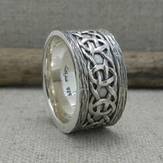 Sterling Silver Celtic Weave Scavaig Wedding Ring Band with | Etsy Branch Wedding Band, Bark Edge, Celtic Weave, Celtic Wedding Rings, Celtic Wedding, Celtic Jewelry, Dream Board, Ring Band, Stainless Steel Rings