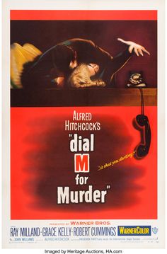 Dial M for Murder (Warner Brothers, 1954). One Sheet (27" X 41").. | Lot #83345 | Heritage Auctions Gold Movie Poster, Gold Movie, Iconic Movie Posters, Best Movie Posters, Gemini Man, Entertainment Weekly, Movie Posters Vintage, Film Posters