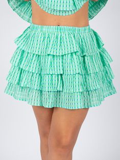 delilah plaid ruffle skirt Ruffled Skort For Brunch, Trendy Green Tiered Skirt, Summer Skirted Skort With Ruffles, Ruffled Skirted Skort For Summer, Trendy Ruffled Skirt For Day Out, Chic Green Tiered Skirt, Flirty Ruffled Mini Skirt For Summer, Ruffled Skirted Skort For Day Out, Flowy Ruffled Mini Skirt For Brunch