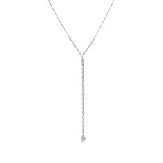 Meira T White Gold Diamond Lariat Necklace - ICE Luxury Adjustable White Gold Lariat Necklace, Luxury Dazzling Single Strand Diamond Necklace, Luxury White Gold Lariat Drop Necklace, Luxury Single Strand Dangle Necklaces, Luxury White Gold Beaded Chain Necklaces, Luxury White Gold Lariat Necklace For Anniversary, Luxury Diamond White Rectangular Necklace, Luxury Long Drop Diamond Necklace With Adjustable Chain, Luxury White Gold Rectangular Diamond Necklace