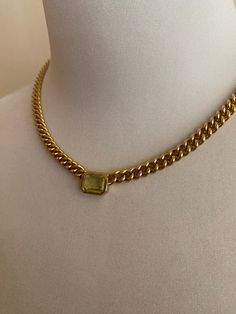 Large Citrine Chunky Chain Gold Necklace With Square Gemstone Pendant, Formal Gold-tone Necklace With Chunky Chain, Formal Gold-tone Chunky Chain Necklace, Luxury Gold-tone Chunky Chain Necklace, Luxury Faceted Citrine Necklace, Lip Hair, Topaz Necklace, Sweet Nothings, Wallet Bag