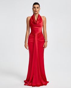 Looking for the perfect dress to make a statement at your next formal event? Look no further than our Halter Draped Satin Mermaid Maxi Dress! With its elegant halter neckline, flattering draped design, and luxurious satin fabric, this dress will make you feel like a true mermaid princess. Shine with confidence and grace in this stunning dress. Our Style No.KLYF1072 Satin FabricHeight - 68.9"/175cm Bust - 34.6"/88cm Waist - 25.6"/65cm Hips - 36.6"/93cm and wears size S About Wholesale/Dropshippin Formal Pre-draped Halter Neck Evening Dress, Fitted Halter Dress With Ruched Bodice For Wedding, Formal Pre-draped Backless Evening Dress, Fitted Silk Halter Dress For Formal Occasions, Formal Halter Neck Evening Dress With Ruched Bodice, Formal Pre-draped Halter Neck Maxi Dress, Pre-draped Backless Evening Dress For Party, Fitted Satin Finish Pre-draped Maxi Dress, Sleeveless Ruched Bodice Mermaid Evening Dress