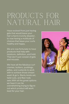 Our February issue we tackle natural hair care, with natural hair tips using natural hair products like pudding, jelly, creme, butter and custard. These are the best natural hair products and best natural hair products for curls. Learn the difference between them and how to use them. Hair Care Natural, Best Natural Hair Products, Flexi Rods, Natural Hair Products, Bantu Knots, Wash And Go, Twist Outs