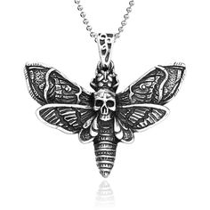 PRICES MAY VARY. Meticulous Stainless Steel Artistry Ethereal Moth and Skull Fusion Handcrafted Gothic Elegance Marrying dark allure with exquisite craftsmanship, the Dead Head Skull Moth Necklace stands as an emblem of gothic grace. Sculpted meticulously in stainless steel, this pendant melds the ethereal beauty of a moth with the fearless essence of a skull Moth Logo, Wwe Bray Wyatt, The Fiend, Skull Moth, Skull Mold, Bray Wyatt, Necklace Gothic, Necklace Stand, Dragonfly Necklace