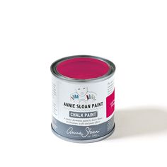 a can of pink chalk paint on a white background