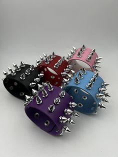 Product Name: Punk Rivet Bracelet Processing technology: handmade Colors: black, red, pink, purple, blue Material: PU leather, CCB pointed nails Dimensions: Approximately 22.5cm long and 5cm wide Weight: approximately 30 grams Target audience: unisex Packaging includes: 1 * Bracelet 📦 All-world delivery. ❤ I only do it by hand with love for you 💋 When placing an order, please fill in your contact phone number so that the courier can contact you when delivering the package. Thank you for your s Trendy Leather Bracelet With Rivets For Party, Trendy Party Leather Bracelet With Rivets, Adjustable Spiked Leather Bracelet For Parties, Trendy Party Bracelets With Rivets, Handmade Punk Wristband Perfect For Gifting, Party Leather Bracelet With Rivets, Handmade Punk Wristband Ideal For Gift, Handmade Punk Wristband For Gift, Punk Style Bracelets