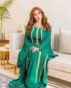 Moroccan Green Luxury Beaded Caftan, Moroccan Embroidered & Hand beaded Kaftan All sizes and colours are available