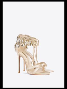 Champagne crystal drop open-toe lace-up dress high-heel sandals shoes - Imia Shoe List, Gold High Heel Sandals, Champagne Shoes, Champagne Heels, Champagne Prom Dress, Heels Prom, Shoe Design, Crystal Drop, Royal Wedding