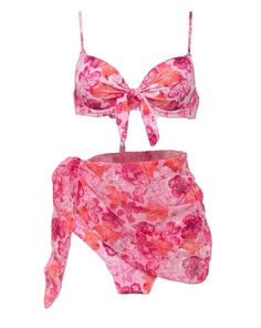 Get ready to hit the beach in style with our 3-pack floral print underwire bikini swimsuit set! This young and fresh bikini set features a micro triangle push-up design that flatters your curves and provides great support. The matching beach skirt cover-up adds an extra touch of elegance to your beach look, making it perfect for any vacation. The low waist design and underwire support provide a comfortable and secure fit, while the nylon and spandex material ensures quick drying and durability. Aesthetic Cover Up Beach, Skirt Coverup, Bachelorette Trip, Coverup Beach, Beach Skirt, Summer Bikinis, Cute Bikinis, Swimsuit Set, Outfit Aesthetic