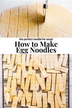 how to make egg noodles on the grill with text overlay that reads, the perfect noodle for soup