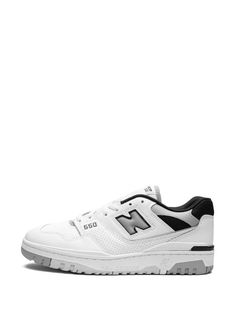 New Balance 550 "White/Grey/Black" Sneakers - Farfetch New Balance 550 White Grey, New Balance 550 White, Balance 550, Detailing Logo, Black Sneakers, Grey Leather, Sneakers White, Patch Logo, Low Top