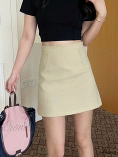 Eromis - Effortlessly Chic High Waist Spring/Summer Skirt, Perfect Feminine Addition to Womens Wardrobe Womens Wardrobe, Skirt Casual, High Waist Skirt, Beauty Expert, Summer Skirts, Women's Wardrobe, Apricot, Waist Skirt, Casual Skirts