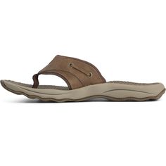 PRICES MAY VARY. Full grain leather upper for long wearing durability Dual-density lightweight EVA midsole provides ultra soft comfort underfoot Rugged rubber outsole with molded Wave-Siping delivers traction from boardwalk to boat Cheap Men's Sports Flip Flops, Brown Leather Flip Flops With Buckle Closure, Brown Non-slip Flip Flops, Brown Slip-on Flip Flops For Outdoor, Sperry Men, Brown T-strap Flip Flops For Beach, Kids Luggage, Luxury Store, Thong Sandals