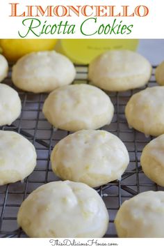 lemoncello ricotta cookies on a cooling rack