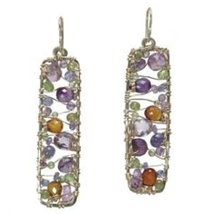 Hammered drop earrings dark amethyst, light amethyst, peridot, tanzanite, citrine, Bohemian 134 Fine Jewelry With Gemstone Accents Rectangular Shape, Modern Multicolor Rectangular Jewelry, Fine Jewelry With Rectangular Gemstone Accents, Modern Handmade Rectangular Jewelry, Elegant Multi-stone Peridot Gemstones, Elegant Multicolor Citrine Jewelry, Modern Peridot Jewelry For Gift, Elegant Citrine Wire Wrapped Jewelry, Modern Peridot Jewelry As A Gift