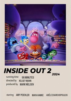 an advertisement for inside out 2, featuring characters from the animated movie monsters and aliens