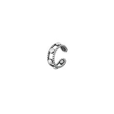 the letter c is made out of rope and silver beads on an isolated white background