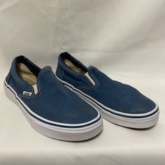 Unisex Size Men’s 6 Size 7.5 Women’s Never Worn (Though There Are A Few Stains) Vans Slip Ons, Slipon Shoes, Blue Vans, Vans Blue, Shoes Vans, Vans Slip On, Vans Classic Slip On, Shoes Color, Vans Classic