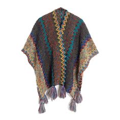 Vintage Ethnic Style Rainbow Knitted Shawl WomenSize: 135cmx110cm    Fabric: acrylic + mohair   weight: About: 420g Luxury Multicolor Shawl With Pallu, Luxury Multicolor Poncho, Simple Outer, Winter Cloak, Knitting Poncho, Winter Plaid, Women Scarf, Poncho Style, Maxi Dress Cocktail