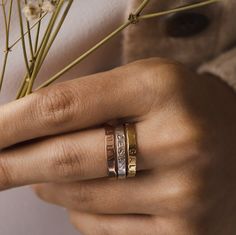 This custom hammered silver ring with hand stamped name and date engraved, is the perfect way to wear your kids names everyday. The rings are very comfortable and unique at the same time. They are made of 925 sterling Silver and 3 microns yellow or rose gold plated. Their soft shapes makes this rings kids friendly. ¡You won't take them off! You can customize each ring with a name outside and a date inside. IDEA: If you have 2 kids, you can engrave on the third ring your couple initials and an im Adjustable Personalized Stackable Rings, Personalized Adjustable Ring Jewelry, Dainty Adjustable Engraved Initial Ring, Adjustable Hand Stamped Initial Ring For Promise, Personalized Adjustable Ring, Hand Stamped Stackable Rings For Promise, Dainty Personalized Engraved Ring For Promise, Dainty Personalized Stackable Rings Adjustable, Dainty Personalized Stackable Adjustable Rings