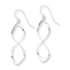 Ribbons of sterling silver form a beautiful twist design in these fashion earrings for her. The earrings are secured with fishhook backs. Modern Twist Dangle Earrings With Ear Wire, Modern Twist Silver Teardrop Jewelry, Elegant Silver Teardrop Wrap Earrings, Modern Twist Dangle Jewelry With Matching Earrings, Modern Twist Jewelry With Matching Dangle Earrings, Elegant Silver Drop Wrap Earrings, Elegant Spiral Sterling Silver Jewelry, Elegant Adjustable Silver Wrap Earrings, Elegant Silver Spiral Jewelry