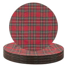 Set of 12 Tartan Plaid Acrylic Charger Plates-Set of 12-Koyal Wholesale-Red- Clear Glass Charger Plates, Acrylic Charger Plates, Forest Theme Party, Christmas Dinner Plates, Christmas Dining Table Decor, Thanksgiving Plates, Glass Charger Plates, Christmas Dining Table, Holiday Dinner Party