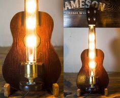 a lamp made out of an old guitar