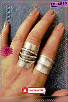 Vintage Silver Distressed Line Pattern Ring Ethnic Jewelry Bohemian Metal Rings For Festivals, Bohemian Nickel-free Metal Rings, Bohemian Metal Rings For Summer, Summer Bohemian Metal Rings, Bohemian Wide Band Silver Ring, Handmade Bohemian Wide Band Ring, Bohemian Wide Band Ring, Pattern Ring, Line Pattern