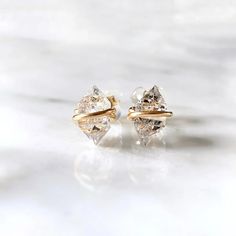 Raw Stone Stud Earrings – Elevation Goods Herkimer Diamond Earrings, Raw Stone Earring, Copper Anniversary Gifts, Large Stud Earrings, Beautiful Stud Earrings, Woodland Park, April Birthstone, Stone Studs, Raw Diamond