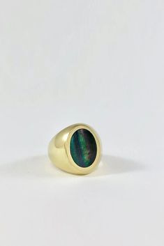 Brass Black Mother of Pearl Oval Signet Ring from Legier. Each inlay is unique and may vary from picture. - Brass / Mother of Pearl - Made in Los Angeles Protection From Negative Energy, Oval Signet Ring, Dream Ring, Negative Energy, Signet Ring, Mother Of Pearl, Gemstone Rings, Angeles, Fragrance