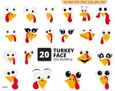 turkey face svg clipart bundle