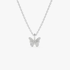 Made to Order Gold KT: 14K Solid Gold (also available in 18K upon request) Length with Bail: 8MM Width: 7MM Mini Butterfly, Butterfly Charm, Fine Jewellery Necklace, Necklace Sizes, Gold Charm, Eternity Bands, Diamond Gemstone, 10k Gold, Precious Metals