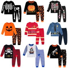 Kids Halloween Pajamas Sets 100% Cotton Tops: ribbed crewneck, graphic at front Sleeve: long sleeve, ribbed cuffs Pants: elastic waistband Package included: 1 x Tops + 1 x Pants Your little one will sleep comfortable with this pajama sets. You'll love these cute and comfy pjs Payment When you deposit the money to bank, please leave your eBay username as the payment reference .   Note: Payment must be paid within 3 working days. All unpaid purchases will be reported to Ebay after 5 days, which ma Holiday Long Sleeve Sets For Fall, Holiday Fall Sets With Long Sleeves, Christmas Sleep Sets With Long Sleeves, Black Long Sleeve Christmas Sets, Cotton Pajama Party Sets For Winter, Long Sleeve Bedtime Sets For Fall, Cotton Pajama Sets For Winter Pajama Party, Cotton Pajama Sets For Winter Party, Cotton Sets For Pajama Party In Winter