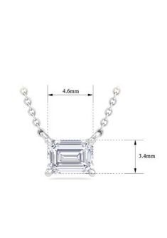 This lab grown diamond necklace features one emerald cut lab grown diamond in G-H color, VS2 clarity weighing approximately 1/3 carat. This necklace is in 14 karat yellow gold and has an 18 inch cable chain with a spring-ring clasp. | Belk & Co Lab Created 1/3 Carat Emerald Cut Lab Grown Diamond Solitaire Necklace In 14 Karat Yellow Gold, White Classic White Gold Emerald Necklace With Diamond Accents, Moissanite Necklace With Emerald Cut And Diamond Cut, Luxury Emerald Cut Diamond Emerald Necklace, Platinum Necklace In Baguette Cut Diamond White, Formal Emerald Cut Cubic Zirconia Necklace, Formal Platinum Necklace With Emerald Cut, Formal Emerald-cut Solitaire Necklace In Cubic Zirconia, Formal Emerald Cut Solitaire Necklace With Cubic Zirconia, Luxury Emerald Cut Brilliant Emerald Necklace