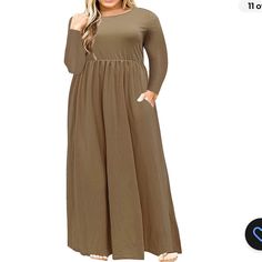 Nemidor Women Long Sleeve Loose Plain Casual Plus Size Long Maxi Dress With Pock Fall Crewneck, Maxi Dress Winter, Pleated Dresses, Maxi Dress With Pockets, Dresses With Pockets, Dresses Casual Fall, Split Maxi Dress, Tie Dye Dress, Maxi Dresses Casual