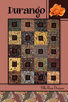 a book cover with an orange flower in the center and brown squares on the front