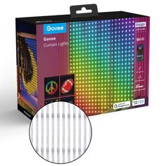 the box contains several different colored lights and an image of a person's face