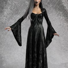 New Moon Witcher Long Dress -Classic Hooded A-Line Silhouette -Boat Neckline -Long Flared Sleeves -Luxurious & Silky, Non-Transparent Italian Lycra Fabric -80% Polyester 20% Elastane -30o Cold Wash, Hang dry ► Delivery Your order will be ready within 1-5 biz days. Delivery times depend on your location: >North America: 6-10 business days > Europe: 3-7 business days > Australia, New Zealand, Japan: 6-10 business days Upgrade to DHL Express and receive your order within just 2-3 biz days! ► Returns or Exchanges If you don't like your item\s for any reason (it doesn't fit, has an imperfection, or it's just not your thing) you can submit your return request within 30 days of receipt. To do so, you have to contact us and request return instructions. * Refunds of discounted orders are issued to Gothic Long Sleeve Dress For Fantasy Events, Witchy Long Sleeve Cosplay Dress, Gothic Black Winter Dresses, Black Gothic Dress For Fantasy Events, Gothic Black Costume Dress, Black Fantasy Dresses For Fantasy Events, Witchy Dress For Halloween, Fitted Dresses For Winter Fantasy Events, Gothic Dresses For Halloween And Alternative Fashion