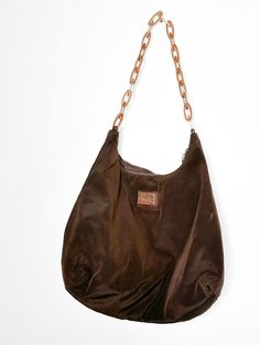 "Vintage DKNY hobo bag in a rich chocolate brown with plastic/lucite chain handle.  Bag is a lovely example of Y2K Fashion. Bag is monogramed inside with the DKNY logo at the time. Made from a lovely waterproof fabric CONDITION: In good vintage condition with minimal wear due to age. MEASUREMENTS: Length: 12.5\"  Width: 14.5\" Style hobo bag" Dkny Logo, Vintage Dkny, Me Aesthetic, Boho Purses, Hobo Style, Michael Kors Collection, Leather Bucket Bag, Inspiration Mode, Red Shoes