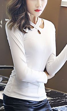 $39.90 - Cute white shirt top with long sleeves for elegant ladies, pretty teens and chic women. Tight fitted for workout, fitness and gym. Perfect for casual every day wear Tight Fitted Shirt, Cute White Shirt, Cute White Shirts, Top With Long Sleeves, Feminine Women, Elegant Ladies, Fitted Shirt, White Long Sleeve Shirt, Fitted Top