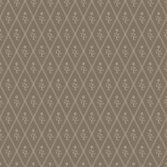 a brown and white wallpaper with small flowers on the bottom, and diamonds in the middle