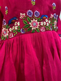 Hand embroidery viscose fabric pink party wear dress all our dresses are done exclusively in our work shop Pink Colour Dress, Simple Frocks, Hand Embroidery Dress, Indian Party Wear, Long Frocks, Embroidery Designs Fashion, Pink Parties, Viscose Fabric, Embroidery Dress