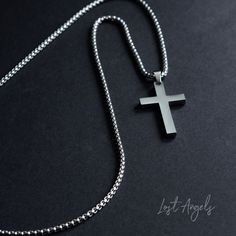 Beautiful minimalist cross necklace Simple and understated Polished finish Colour:  Silver  Material: Stainless Steel Size: Pendant 3.5 x 2cm // Chain length 20 inch/50cm  Lobster Clasp closure. Comes in gift pouch Cross Necklace Simple, Expensive Rings, Mens Cuff, Christian Necklace, Buckle Bracelet, Big Gifts, Necklace Simple, Gift Pouch, Leather Buckle