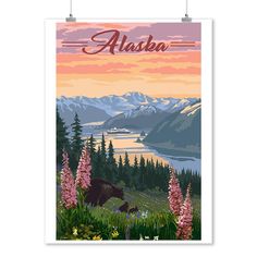 Prints (Alaska, Bear & Spring Flowers, Cruise Ship, Lantern Press Artwork) Decor-Prints Lantern Press Ship Lantern, Skagway Alaska, Ketchikan Alaska, Stationery Printing, Playing Card Deck, Card Deck, Printing Press, Stock Paper, Playing Card