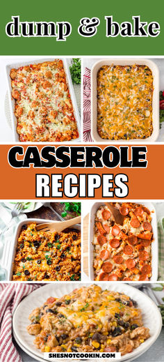 Photo collage of casserole recipes with text overlay. Easy Bake Dinner, Bake Dinner Recipes, Dump And Bake Casseroles, Easy Family Casseroles, Lunch Casserole, Bake Dinner, Dump And Bake